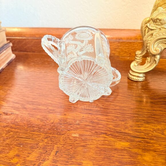 Antique Higbee - Paneled Thistle - Open Sugar Bowl / Spooner with Handles - EAPG - Picture 11 of 12